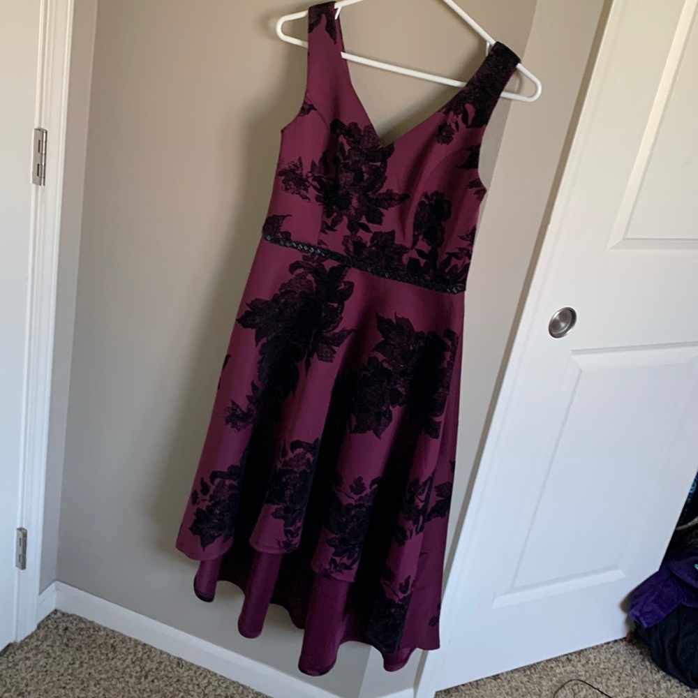 Stunning Purple and Black High Low Dress